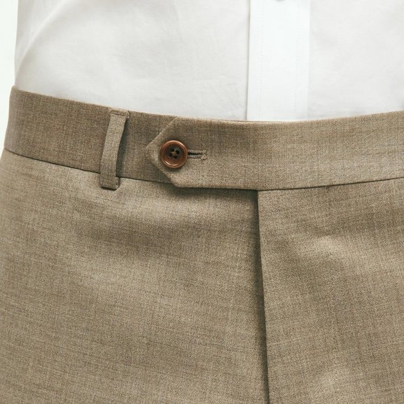 NEW  BROOKS BROTHERS Classic Fit Wool 1818 Men's Dress Pants Size 34 x 32 Tan - Picture 3 of 4